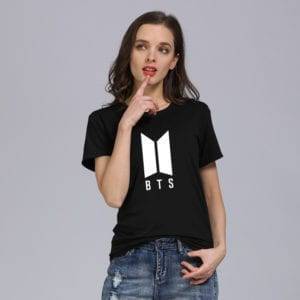 BTS Gradient Logo T-Shirt New Logo T-Shirts cb5feb1b7314637725a2e7: black|white|Black / Pink / Blue|Black / White|White / Pink 