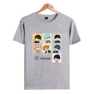 BT21 Cute Print T-Shirt BT21 T-Shirts cb5feb1b7314637725a2e7: black|Navy Blue|white|Grey 