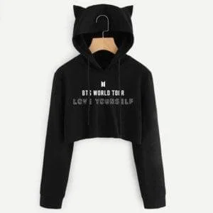 Bts crop 2025 top hoodie