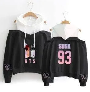 BTS MERCH SHOP Exclusive Long Sleeve Off Shoulder Hoodies BTS