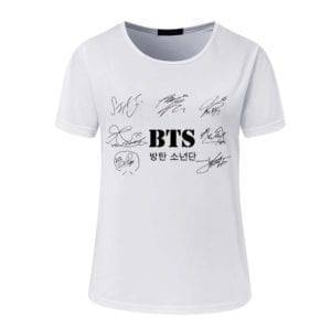 BTS Signature Print Women’s T-shirt Classic logo T-Shirts cb5feb1b7314637725a2e7: white 