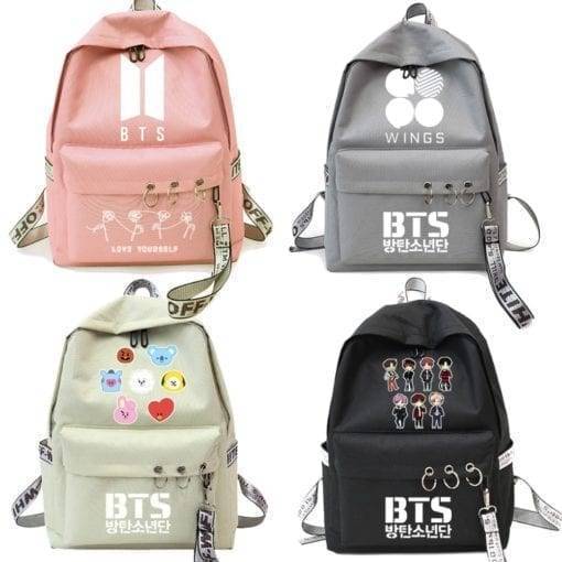 BTS LOVE YOURSELF Backpack With Silk Ribbon Backpack BT21 BTS Wings Merch BulletProof Vest Classic logo Love Yourself 'Answer' Love Yourself 'Her' Love Yourself 'Tear' New Logo cb5feb1b7314637725a2e7: Black A|Black B|Black C|Black D|Black E|Black F|Black G|Gray A|Gray B|Gray C|Gray D|Gray E|Gray F|Gray G|Pink A|Pink B|Pink C|Pink D|Pink E|Pink F|Pink G