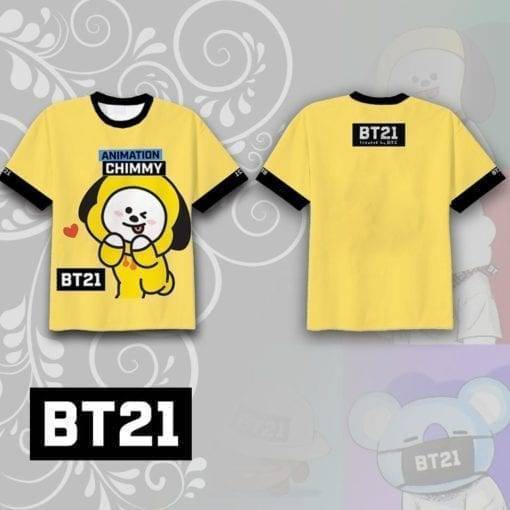BT21 Short Sleeve T-Shirt BT21 T-Shirts cb5feb1b7314637725a2e7: BT21|CHIMMY|COOKY|KOYA|MANG