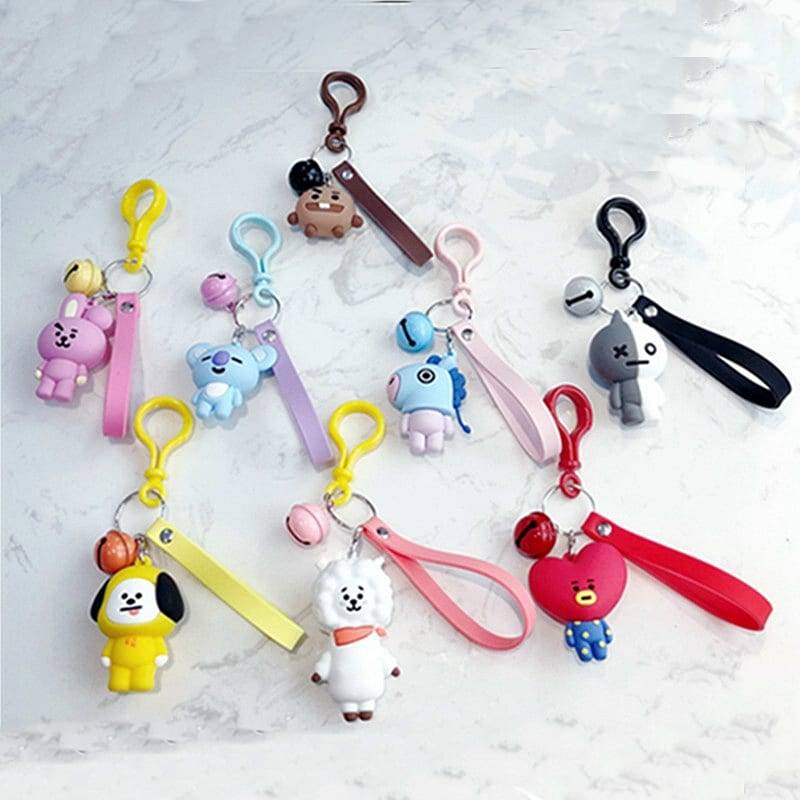 COOKY Accessories Silicone BT21 Keyring Kpop Fashion BTS KeyChain Bag Pendant 