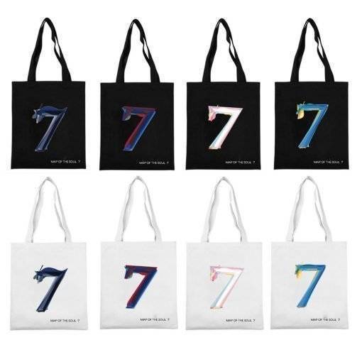 BTS MAP OF THE SOUL 7 – Tote Bag BTS MAP OF THE SOUL 7 Handbag Color: Black 01|Black 02|Black 03|Black 04|White 01|White 02|White 03|White 04