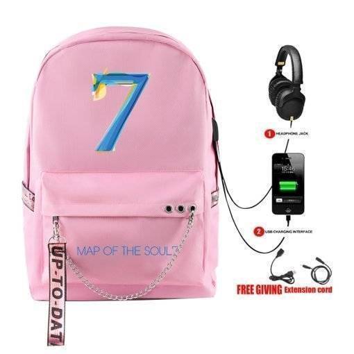 Map of the soul 7 Backpack - Usb Rechargeable Schoolbag for Teenage Girls
