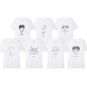 BTS 7th Anniversary 2020 Profile T-shirt T-Shirts T-Shirts Color: White JHOPE|White JIMIN|White JIN|White JUNGKOOK|White RM|White SUGA|White V 
